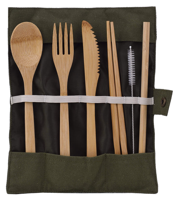 sconto Couverts et Accessoires de Pique-Nique en Bambou avec Poquette