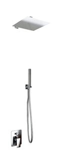 Kit Doccia Soffione Doccino e Miscelatore in Acciaio Inox 25x25 cm da Parete Square