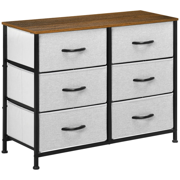 acquista Cassettiera 6 Cassetti 80x30x62,5 cm in Legno e Acciaio Marrone Grigio e Nero