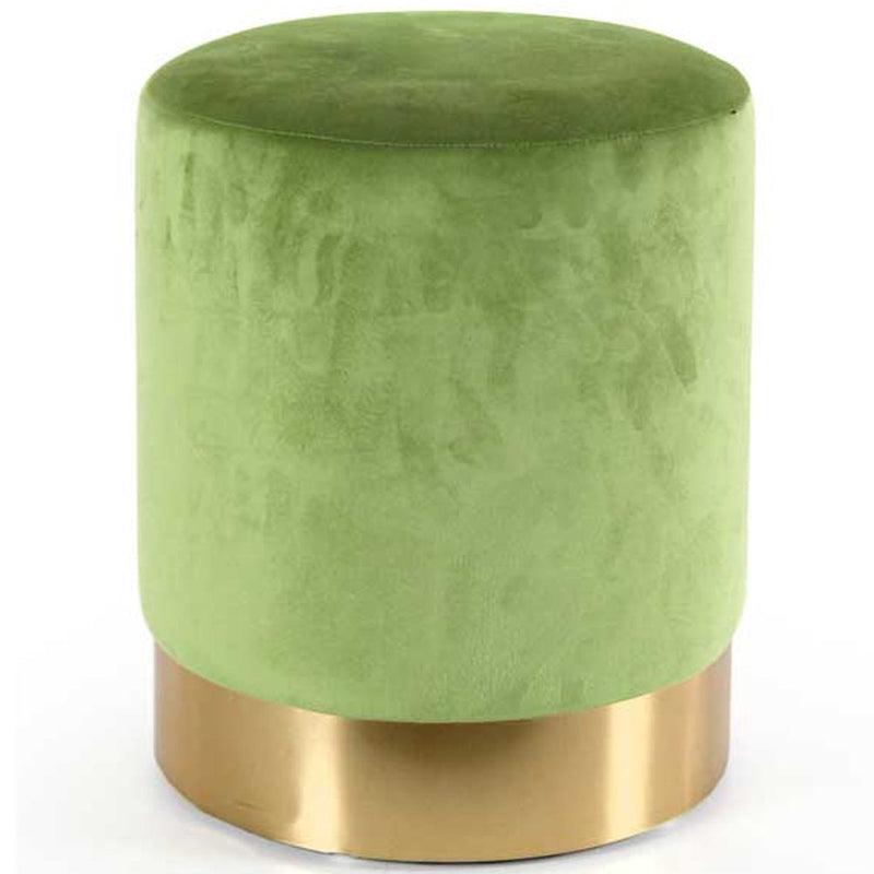 Pouf Poggiapiedi 31x31x38 cm in Metallo MDF e Tessuto Velluto Verde Lime 