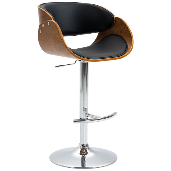 acquista Tabouret de Bar 58x54x92-112 cm Assise Rembourrée Noir et Noyer
