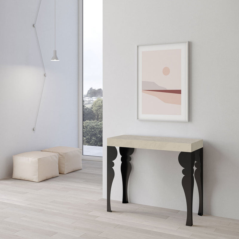 Consolle Allungabile 90-196x40x77 cm Paxon Small Premium Cashmere Telaio Antracite 