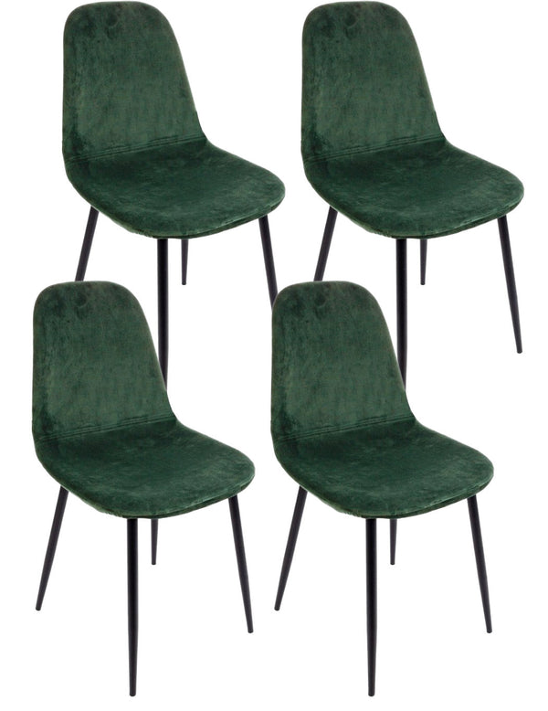 sconto Lot de 4 chaises Irelia 52,5x42,5x90 cm en velours vert foncé