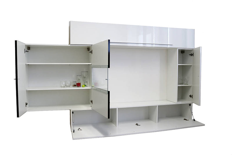 Parete Attrezzata Mobili Soggiorno 4 Mobili Sospesi in Melamina 272x36x200cm TFT Primo Bianco