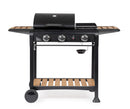 Barbecue a Gas 3 Bruciatori 133x57x98h cm Accensione Piezoelettrica in Acciaio Loni Nero