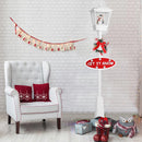 Lampione Natale con Luce LED Scena Natalizia Motorizzata Neve Musica 180 cm Bianc