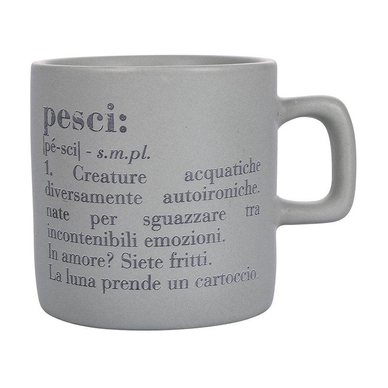 Tazzina Caffè Zodiaco "pesci" Ø6x6,5 cm in Bone China VdE Tivoli 1996 Grigio Chiaro