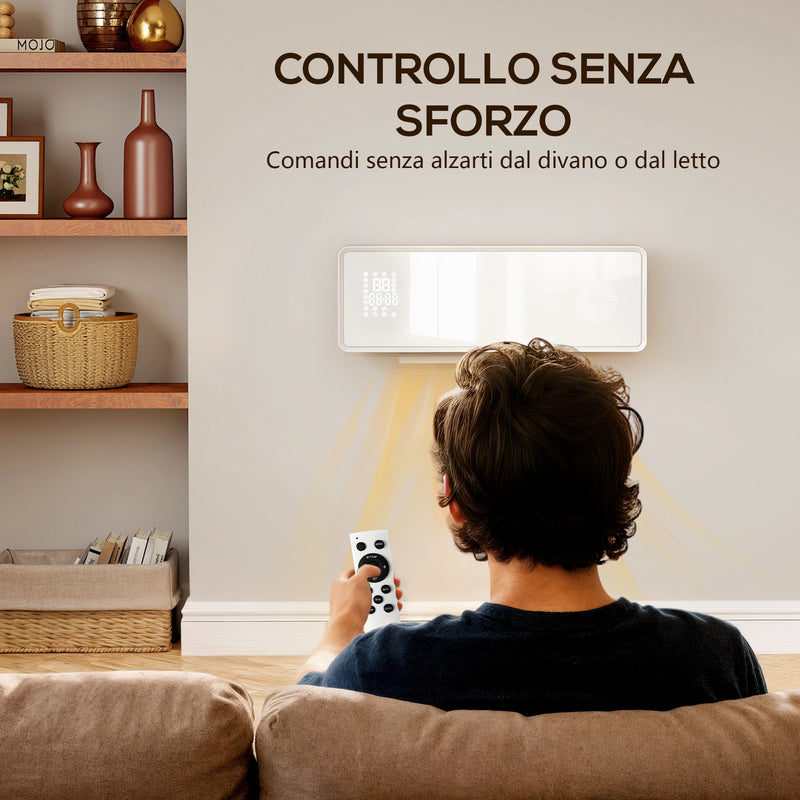 Stufa Ceramica 2000W a Parete con 3 Modalità Timer Telecomando e Blocco Bambini Bianco      