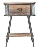 Comodino Bronxs 47,5x36,5x63,5 cm in Ferro e Legno di Abete Nero e Grigio