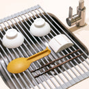 Scolapiatti in Acciaio e Silicone Flessibile Plastica Grigia Acciaio e Tecnoplastica Emuca