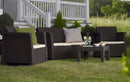 Set Salotto da Giardino in Resina Divano 2 Poltrone e Tavolino Bauer Vegas Marrone