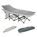Lettino da Campeggio Pieghevole e Imbottito con Tasca Portaoggetti 188x64,5x53 cm  Grigio chiaro