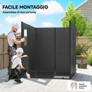 Casetta Box da Giardino 182x182x196 cm a 2 Ingressi con 3 Finestre e Prese d'Aria in PP e Alluminio Grigio Scuro      