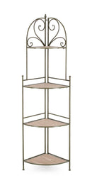 Scaffale Angolare 4 Ripiani 48x35x165,5 cm in Acciaio Guenda Verde Scuro