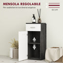Mobile Bagno 35x30x77,5cm con Cassetto e Armadietto in Legno Bianco e Nero  