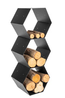 Portalegna per Camino 40x30x35cm in Ferro Verniciato Nero Opaco