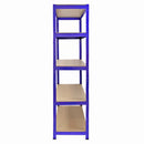 Set 3 Scaffali 5 Ripiani ad Incastro 90x50x180 cm e Martello Piani in MDF Struttura in Acciaio Blu