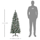 Albero di Natale Artificiale Innevato 150 cm 464 Rami e 28 Pigne Verde e Bianco 