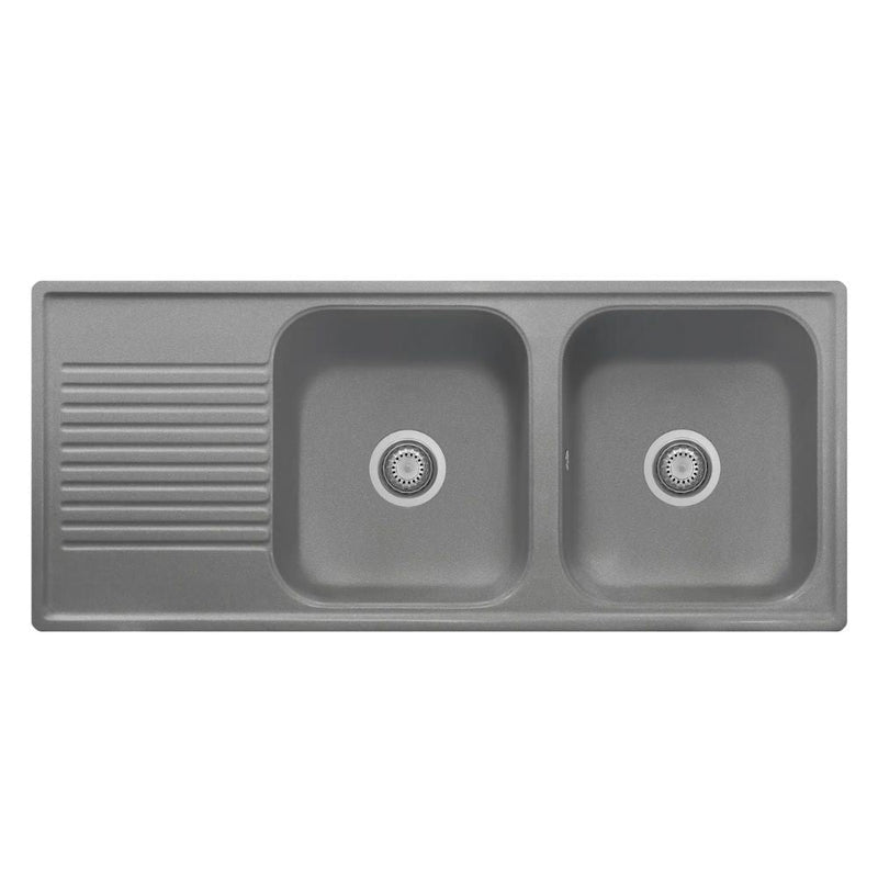 Lavello 116x50 cm 2 vasche gocciolatoio Titanio Samet