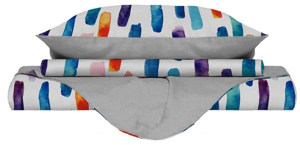 sconto Housse de couette double avec impression sur le sac et les taies d'oreiller