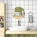 Specchio Bagno Rotondo Ø45x10 cm con Ripiano Portaoggetti in Truciolato