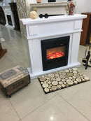 Camino Elettrico da Pavimento 99,7x103,4x27 cm Effetto Fiamma 2000W Marina & Cristina Bianco