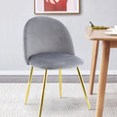 Set 4 Sedie 50x45x80 cm in Tessuto Vellutato Piedi Oro Grigio
