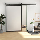 Kit Porta Scorrevole 90kg max Salvaspazio 244x0,5x4 cm in Acciaio al Carbonio con Accessori Nero