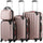 Set 4 Bagagli da Viaggio Trolley Rigido Easy Roll e Beauty Case in ABS Rosa