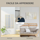 Specchio da Parete Stile Finestra 90x60 cm con Montaggio Verticale e Orizzontale in Vetro Oro      