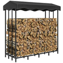 Portalegna per Camino da Esterno con Copertura 2000 kg in Metallo Rinforzato Nero 