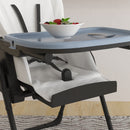 Seggiolone Pappa Pieghevole per Bambini 70x53x107 cm Altezza Regolabile e Schienale Inclinabile Nero e Bianco