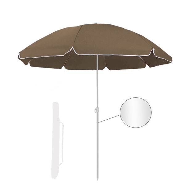 Parasol de jardin Ø180 cm en aluminium avec housse en polyester gris tourterelle sconto