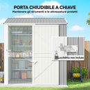 Casetta Box da Giardino 209x177x236 cm Superficie da 3,51m² con Prese d'Aria e Porta Bloccabile in Acciaio Argento      