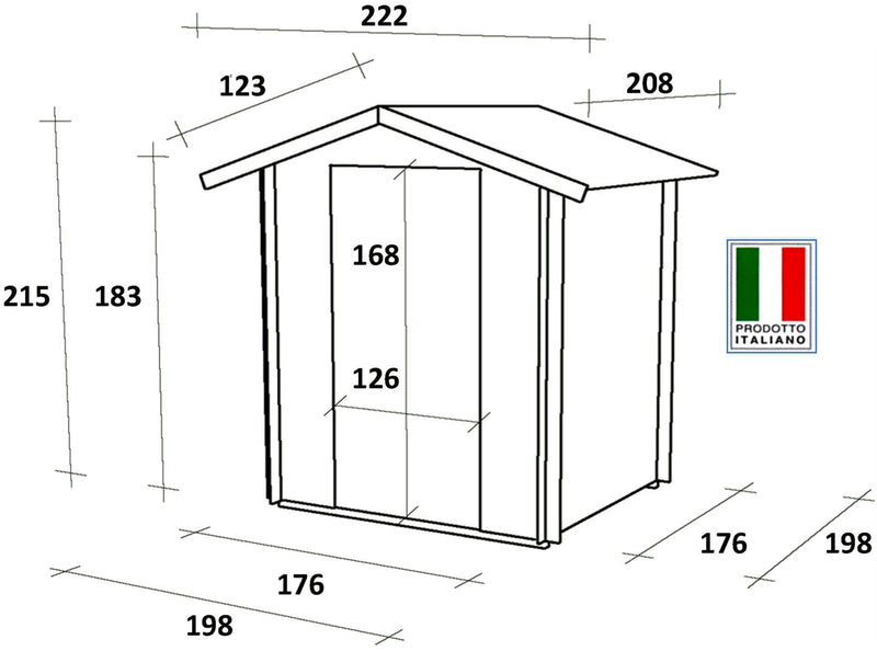Casetta Box da Giardino per Attrezzi 198x198 cm con Porta Doppia Finestrata in Legno Naturale