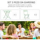 Set Tavolo e 2 Sedie Pieghevoli da Giardino in Metallo Verde