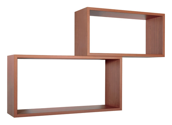 online Set 2 Mensole Cubo da Parete Rettangolare in Fibra di Legno Bislungo Ciliegio