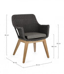 Set 2 Sedie 46x46x82h cm con Braccioli e Cuscini Allison Antracite