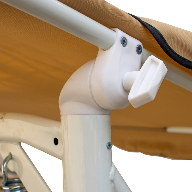 Dondolo Letto 3 Posti da Giardino 199x90x176 cm in Acciaio e Poliestere Beige