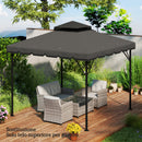 Telo di Ricambio Copertura per Gazebo 3x3 m a 2 Livelli con 8 Fori di Drenaggio in Poliestere Grigio Chiaro e Scuro      