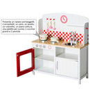 Cucina Giocattolo per Bambini con Accessori in Legno Bianco e Rosso 70x30x88 cm 