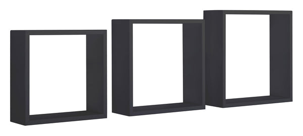 Set 3 Mensole da Parete Cubo in Fibra di Legno Incubo Slim Nero online