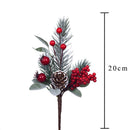 Set 24 Pick Bacche con Abete H20 cm Rosso