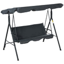 Dondolo da Giardino 3 Posti 172x120x153 cm con Tettuccio Parasole Regolabile e Cuscini Grigio