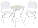 Set Tavolo e 2 Sedie Pieghevoli da Giardino in Ferro Lucca Bianco