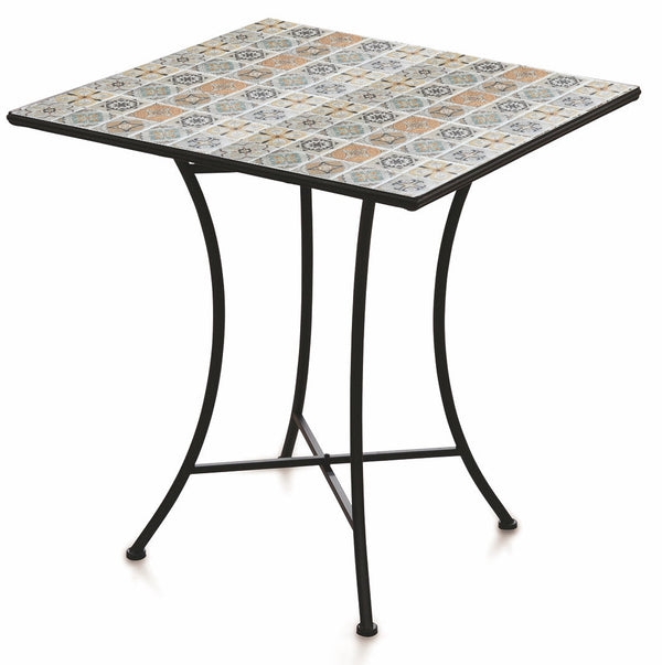 acquista Table de Jardin Carrée 70x70 cm en Fer avec Mosaïque Soriani Rodi