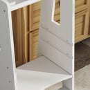 Torre Montessoriana Scala con Barra di Sicurezza Regolabile su 3 Livelli 45x47,5x91 cm in Legno Bianco 