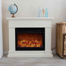 Camino Elettrico da Pavimento 109x22x95 cm Effetto Fiamma 1500W Sined Lipari XXL Bianco