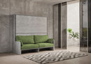 Letto Doppio A Scomparsa Kando Con Divano Con Materassi Cemento e Verde      