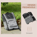 Trolley Zaino Trasportino per Cani e Gatti 43x33x51,5 cm in Tessuto Oxford e Poliestere Grigio e Nero